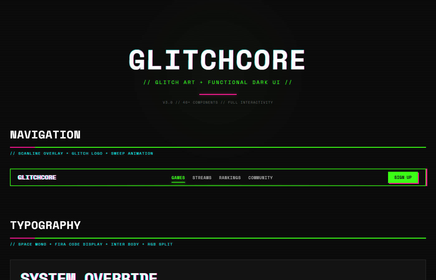 Glitch Claw UI Kit preview