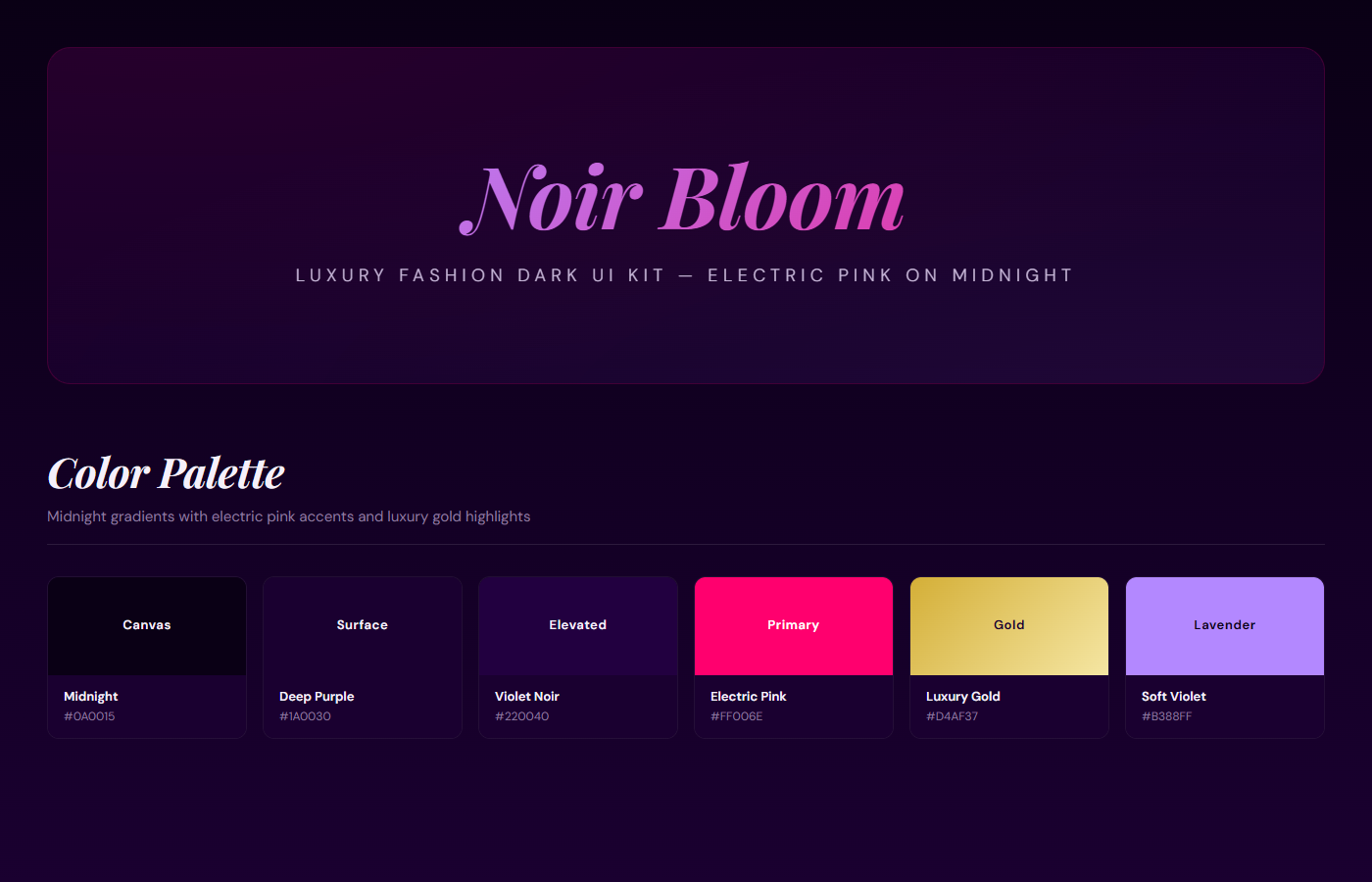 Noir Bloom UI Kit preview