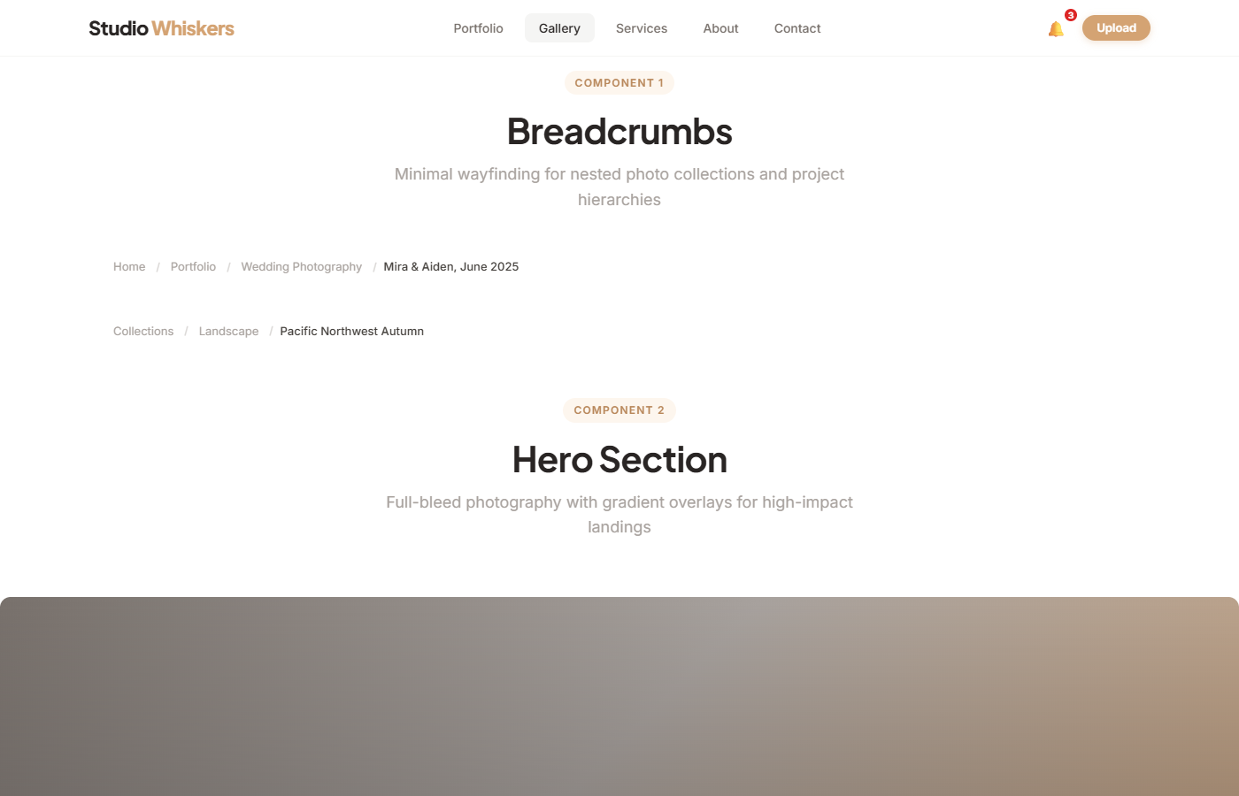 Studio Whiskers UI Kit preview